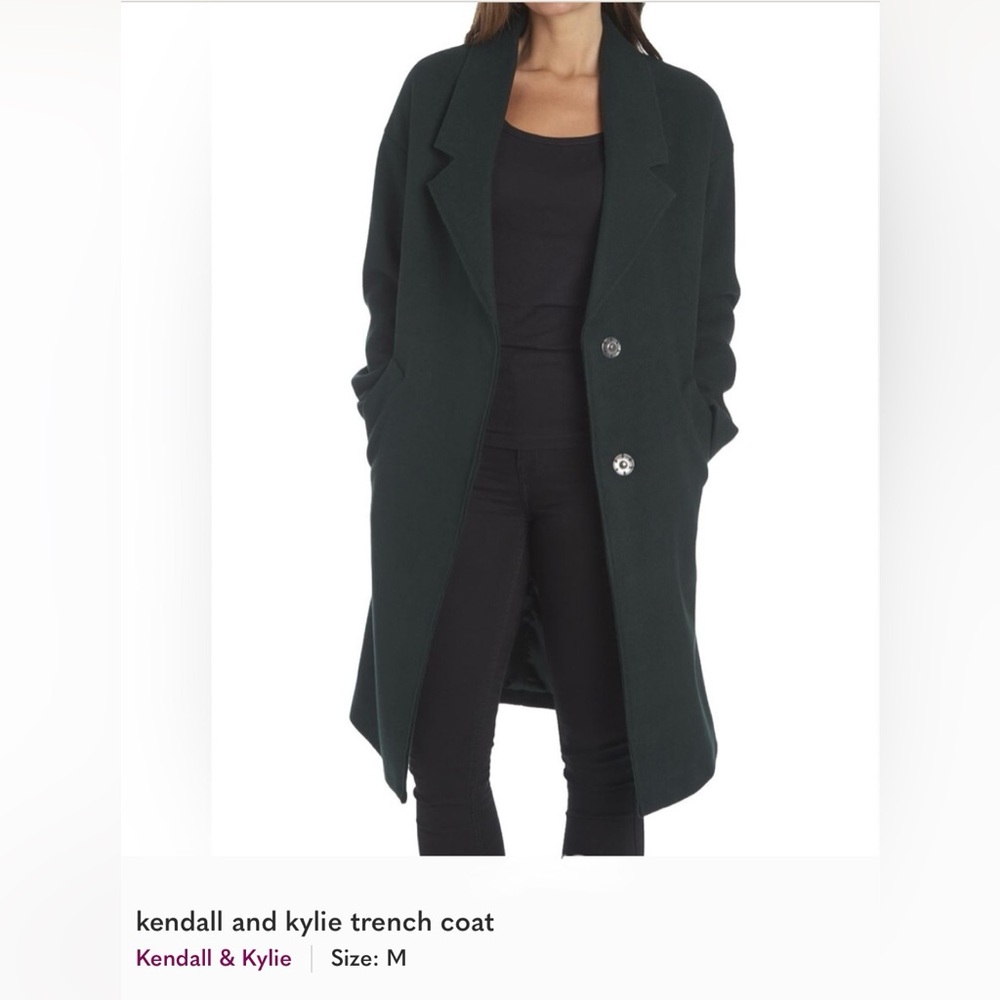 Kendall & Kylie Dark Jade Green Midi Coat